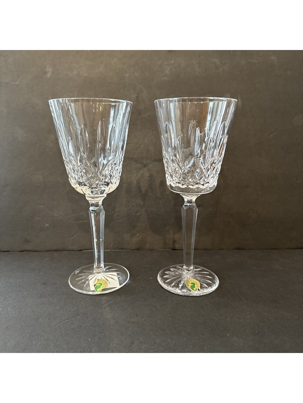Waterford Crystal Lismore Tall Large Goblet Set of 2  8.25" Tall Signed